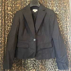 Ann Taylor Loft Petites Pant Suit black with pin stripes slight stretch